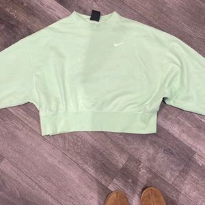 mint green cropped Nike crewneck
